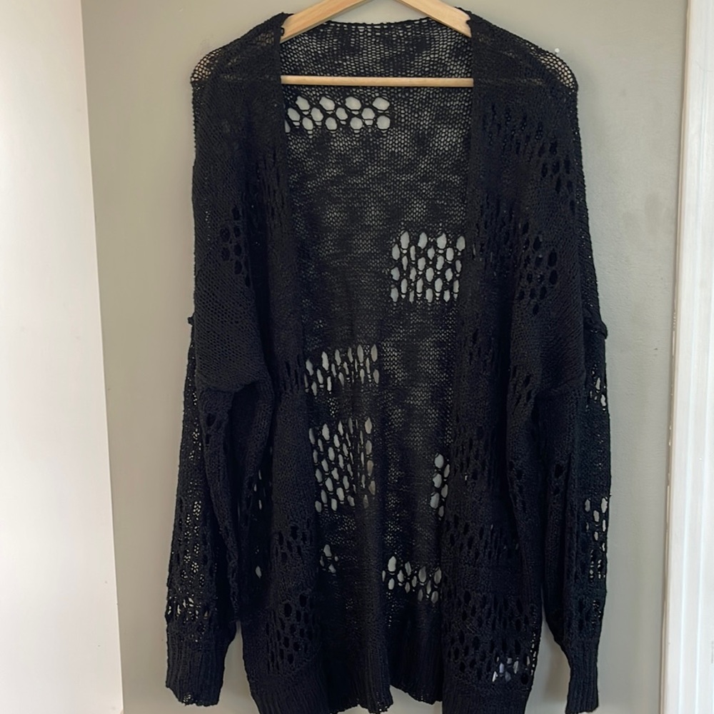 Black cardigan sweater lightweight